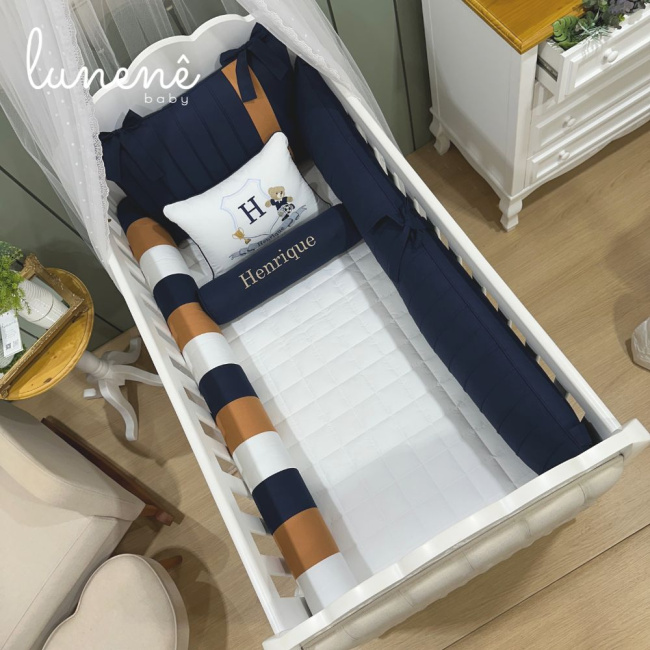 Enxoval de Berço Personalizado 08 Peças Lunenê Baby 200 Fios 4542