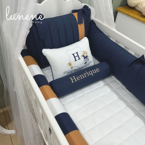 Enxoval de Berço Personalizado 08 Peças Lunenê Baby 200 Fios 4542