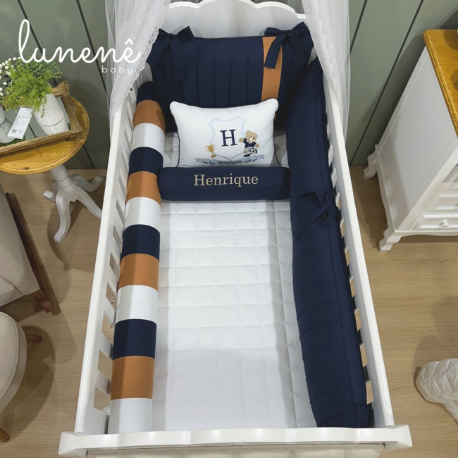 Enxoval de Berço Personalizado 08 Peças Lunenê Baby 200 Fios 4542