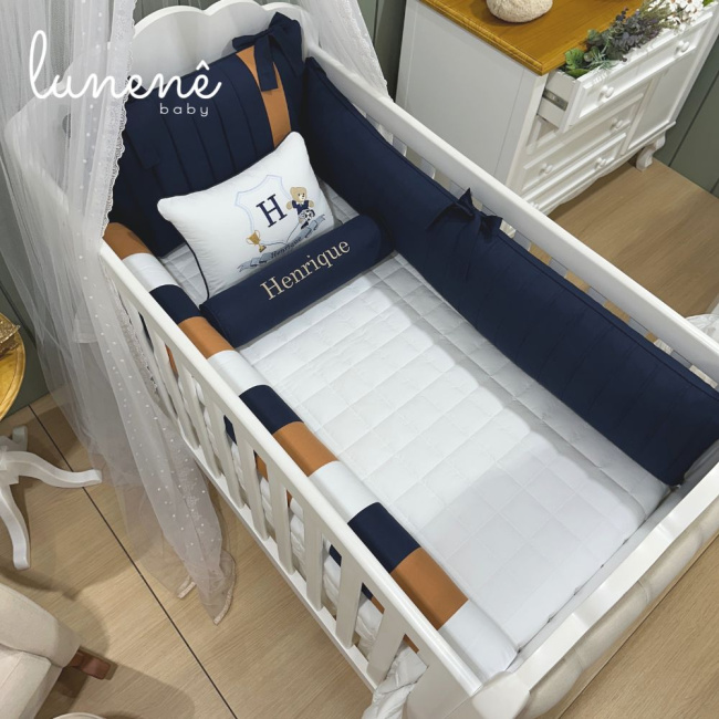 Enxoval de Berço Personalizado 08 Peças Lunenê Baby 200 Fios 4542