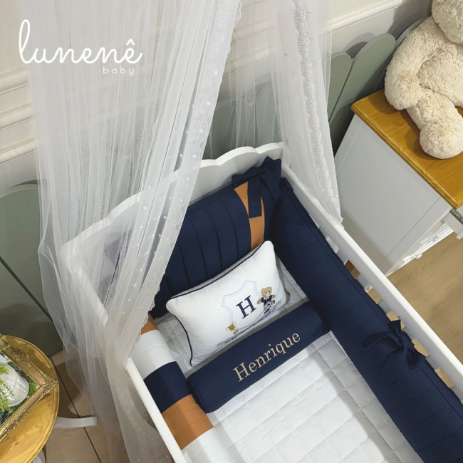 Enxoval de Berço Personalizado 08 Peças Lunenê Baby 200 Fios 4542