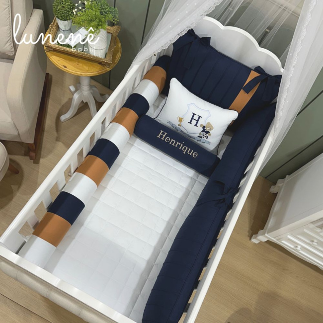 Enxoval de Berço Personalizado 08 Peças Lunenê Baby 200 Fios 4542