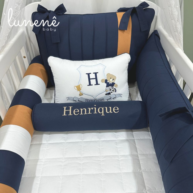Enxoval de Berço Personalizado 08 Peças Lunenê Baby 200 Fios 4542
