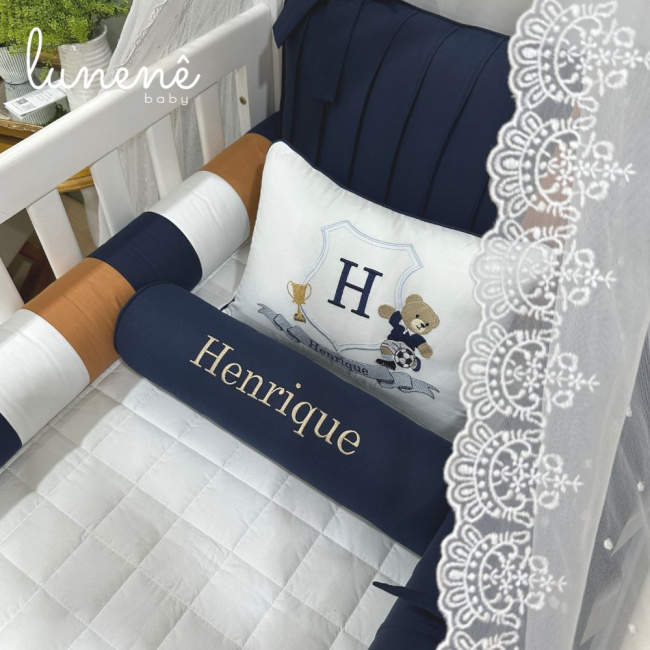 Enxoval de Berço Personalizado 08 Peças Lunenê Baby 200 Fios 4542