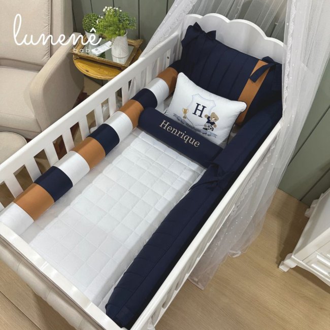 Enxoval de Berço Personalizado 08 Peças Lunenê Baby 200 Fios 4542
