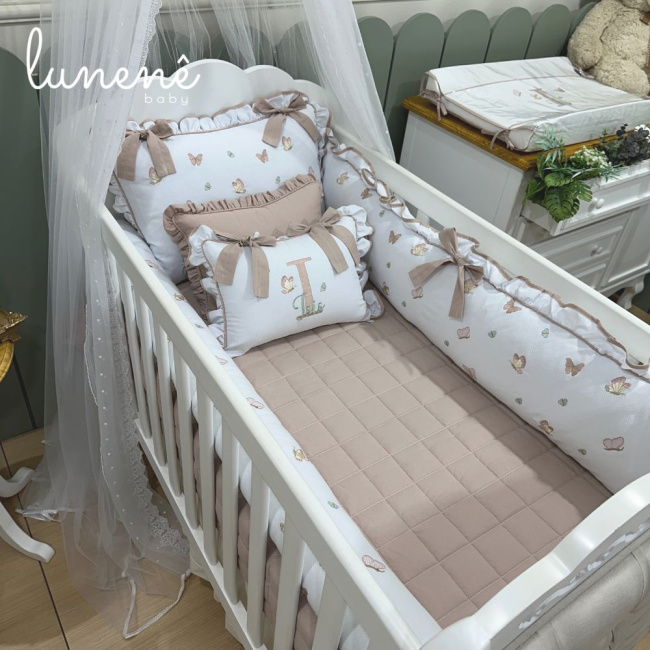 Enxoval de Berço Personalizado 08 Peças Lunenê Baby Isis 9106