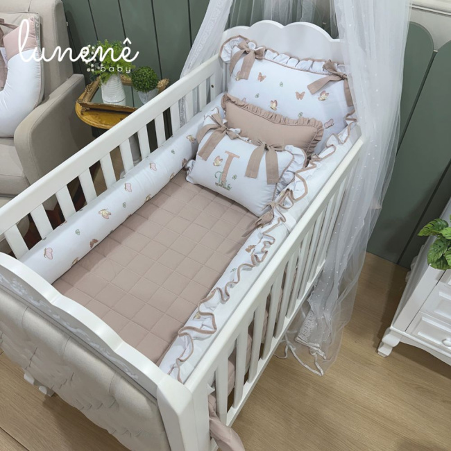 Enxoval de Berço Personalizado 08 Peças Lunenê Baby Isis 9106