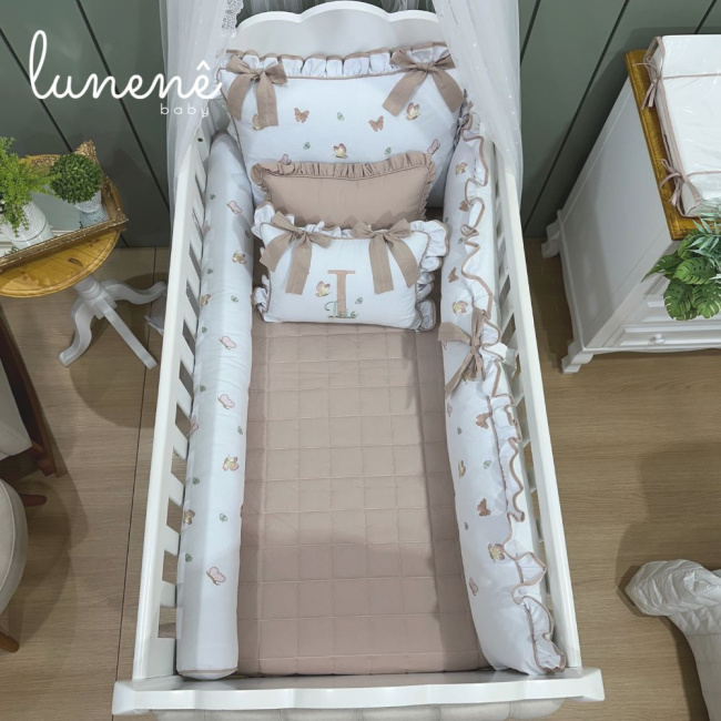 Enxoval de Berço Personalizado 08 Peças Lunenê Baby Isis 9106
