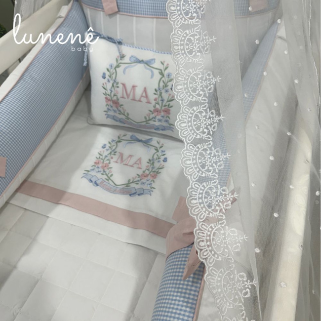 Enxoval de Berço Personalizado 08 Peças Lunenê Baby Maria Antônia 9104