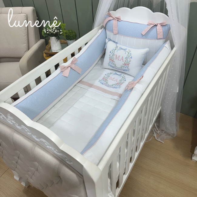 Enxoval de Berço Personalizado 08 Peças Lunenê Baby Maria Antônia 9104