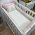 Kit Berço 100% Algodão 200 Fios Personalizado 08 Peças Meu Bebê Percal Linho e Rose 4634