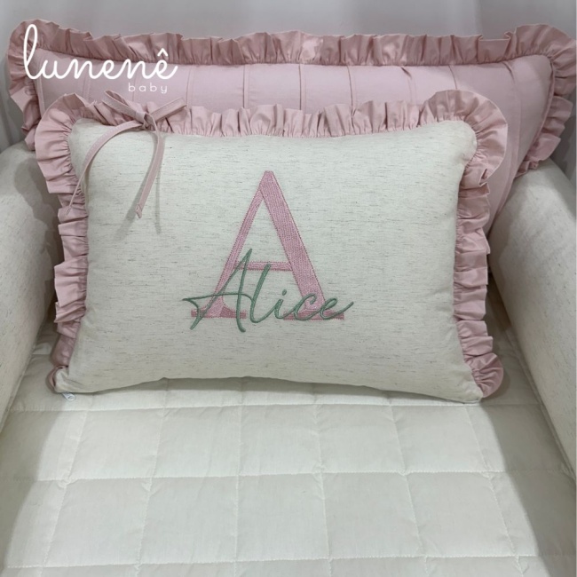 Kit Berço 100% Algodão 200 Fios Personalizado 08 Peças Meu Bebê Percal Linho e Rose 4634