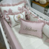 Enxoval de Berço Personalizado 08 Peças Meus Amores Ursa Fofura Rosê 200 Fios