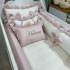 Enxoval de Berço Personalizado 08 Peças Meus Amores Ursa Fofura Rosê 200 Fios
