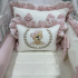 Enxoval de Berço Personalizado 08 Peças Meus Amores Ursa Fofura Rosê 200 Fios