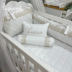 Enxoval de Berço Personalizado 08 Peças Classic Caqui 200 Fios 4543