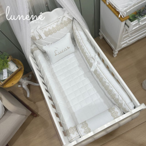 Enxoval de Berço Personalizado 08 Peças Classic Caqui 200 Fios 4543