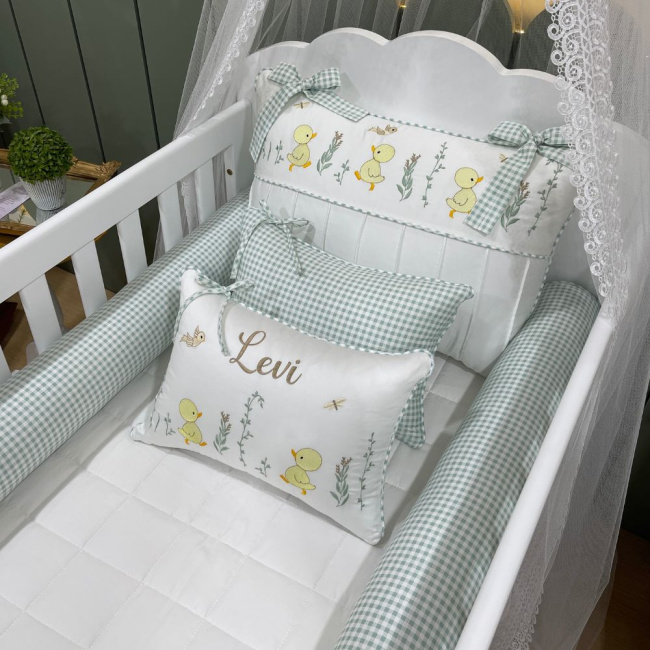Enxoval de Berço Personalizado 08 Peças Patinho Baby 400 Fios 4505
