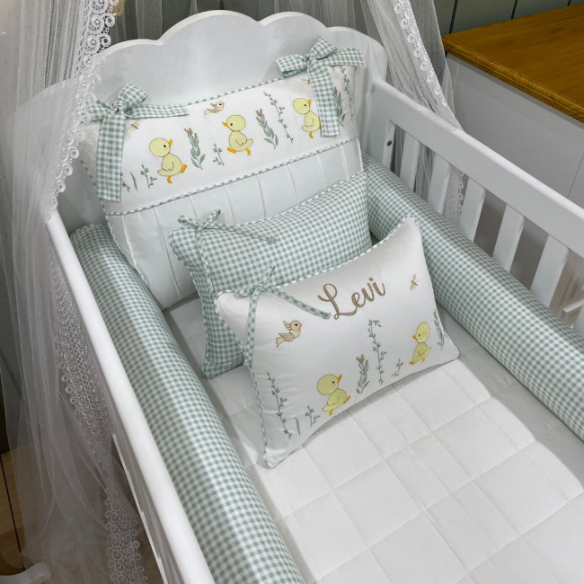 Enxoval de Berço Personalizado 08 Peças Patinho Baby 400 Fios 4505