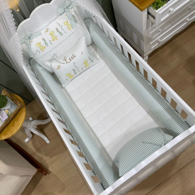 Enxoval de Berço Personalizado 08 Peças Patinho Baby 400 Fios 4505