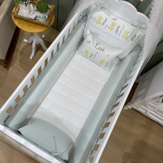 Enxoval de Berço Personalizado 08 Peças Patinho Baby 400 Fios 4505