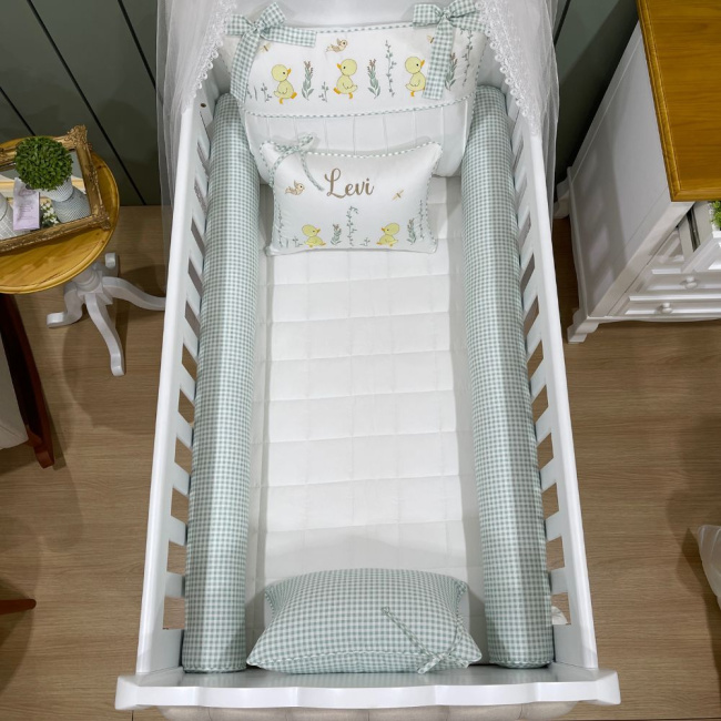 Enxoval de Berço Personalizado 08 Peças Patinho Baby 400 Fios 4505