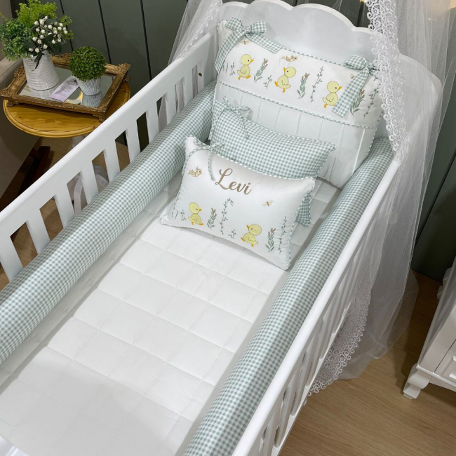 Enxoval de Berço Personalizado 08 Peças Patinho Baby 400 Fios 4505