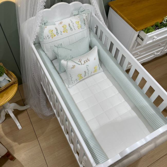 Enxoval de Berço Personalizado 08 Peças Patinho Baby 400 Fios 4505