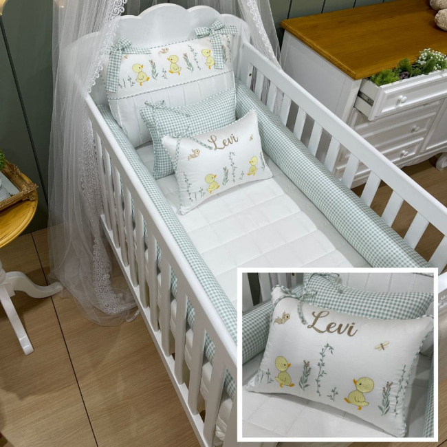 Enxoval de Berço Personalizado 08 Peças Patinho Baby 400 Fios 4505