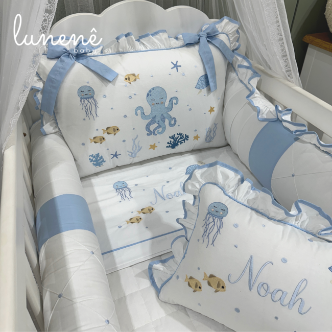 Enxoval de Berço Personalizado 08 Peças Personale Baby 200 Fios 4553