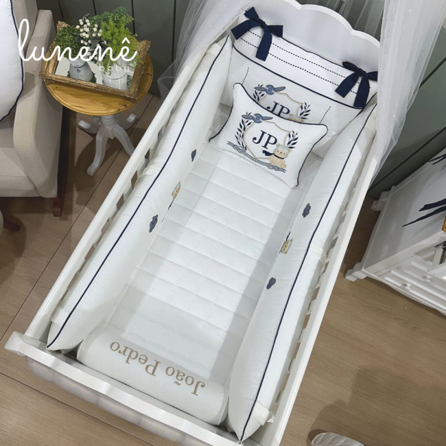 Enxoval de Berço Personalizado 08 Peças Personale Baby 400 Fios Ursinho Aviador 4577