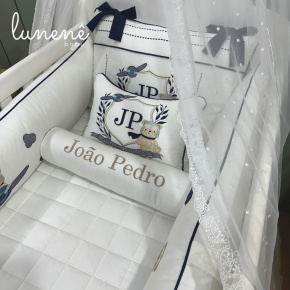 Enxoval de Berço Personalizado 08 Peças Personale Baby 400 Fios Ursinho Aviador 4577