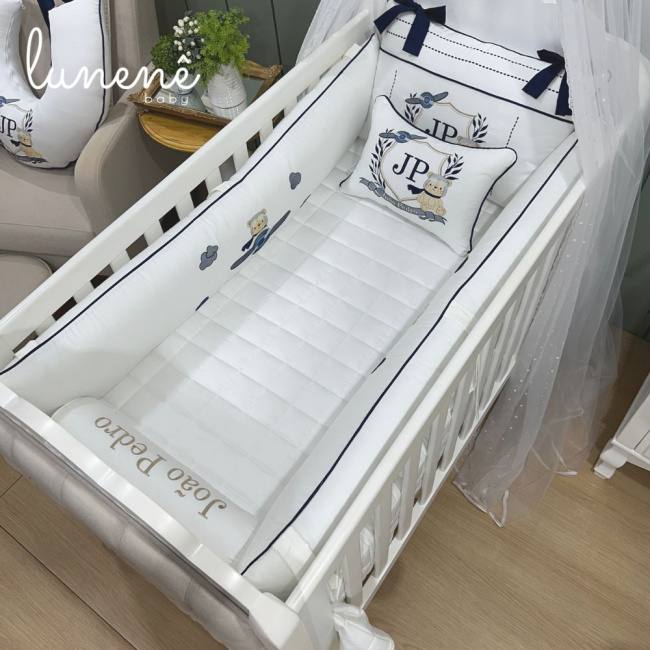 Enxoval de Berço Personalizado 08 Peças Personale Baby 400 Fios Ursinho Aviador 4577