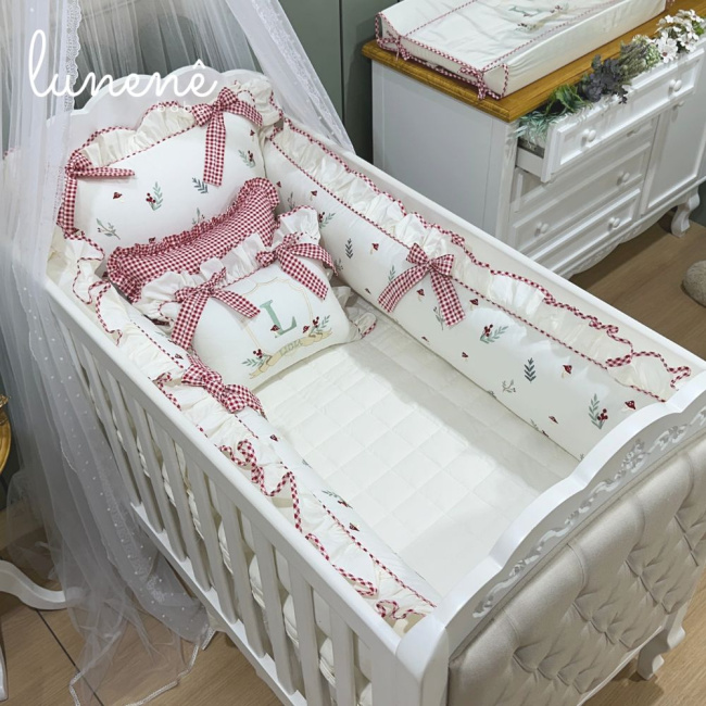 Enxoval de Berço Personalizado 08 Peças Personale Baby Cogumelo 200 Fios 4555