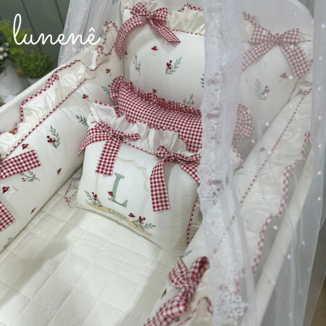 Enxoval de Berço Personalizado 08 Peças Personale Baby Cogumelo 200 Fios 4555