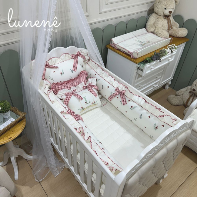 Enxoval de Berço Personalizado 08 Peças Personale Baby Cogumelo 200 Fios 4555