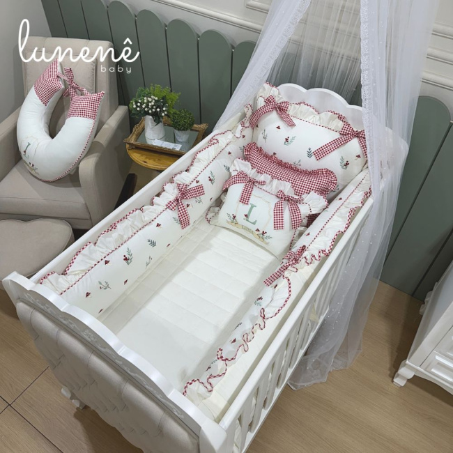 Enxoval de Berço Personalizado 08 Peças Personale Baby Cogumelo 200 Fios 4555