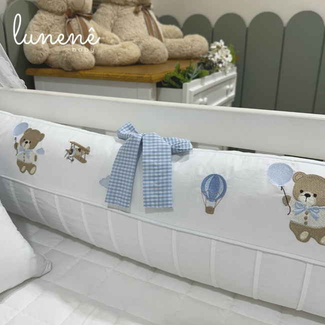 Enxoval de Berço Personalizado 08 Peças Ursinho Aviador 200 Fios 4563