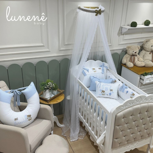 Enxoval de Berço Personalizado 08 Peças Ursinho Aviador 200 Fios 4563