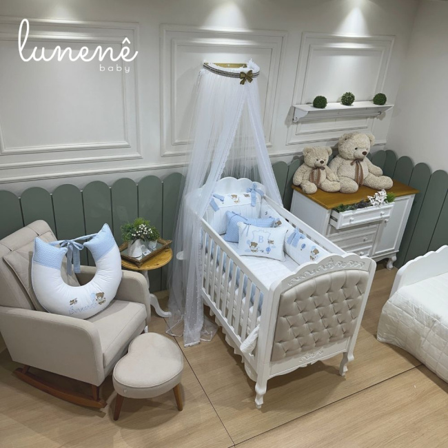 Enxoval de Berço Personalizado 08 Peças Ursinho Aviador 200 Fios 4563