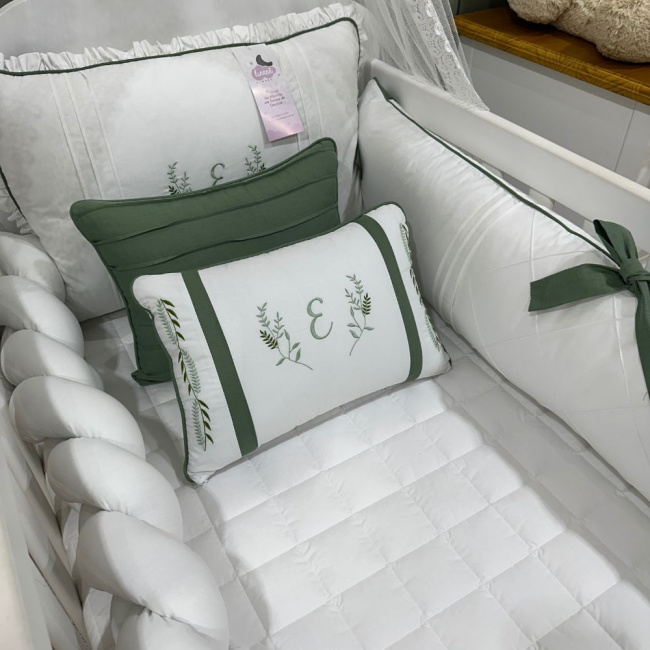 Enxoval de Berço Personalizado 08 Peças Personale Baby Verde Mineral 200 Fios 4342