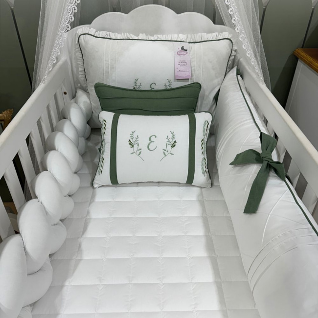 Enxoval de Berço Personalizado 08 Peças Personale Baby Verde Mineral 200 Fios 4342