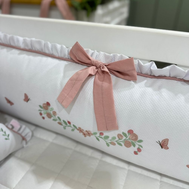 Enxoval de Berço Personalizado 08 Peças Piquezinho Floral 200 Fios 4533