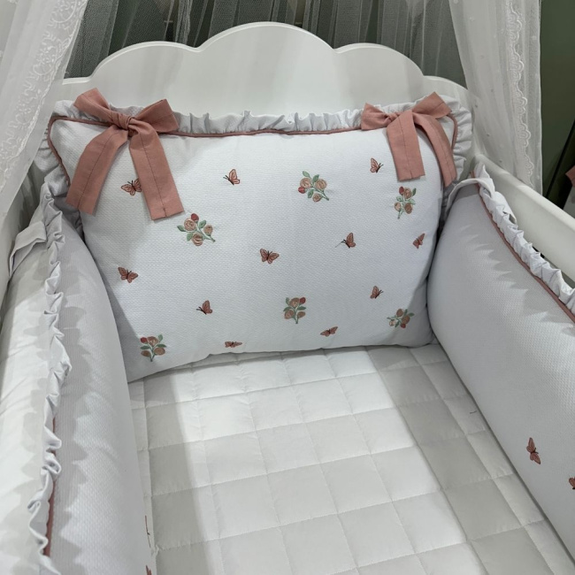 Enxoval de Berço Personalizado 08 Peças Piquezinho Floral 200 Fios 4533