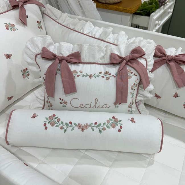 Enxoval de Berço Personalizado 08 Peças Piquezinho Floral 400 Fios 4528