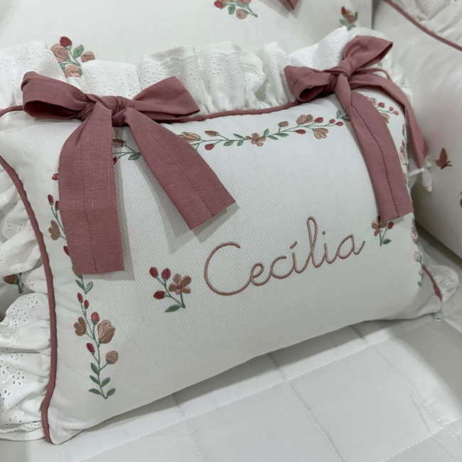 Enxoval de Berço Personalizado 08 Peças Piquezinho Floral 400 Fios 4528