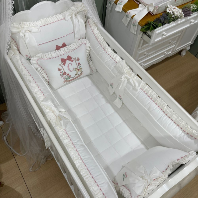 Enxoval de Berço Personalizado 08 Peças Premium 400 Fios 4519