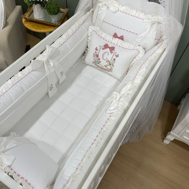 Enxoval de Berço Personalizado 08 Peças Premium 400 Fios 4519