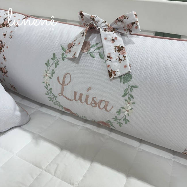 Enxoval de Berço Personalizado 08 Peças Primavera de Flores 140 Fios