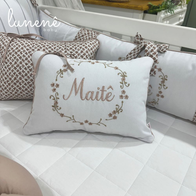 Enxoval de Berço Personalizado 08 Peças Ramo de Flores 140 Fios